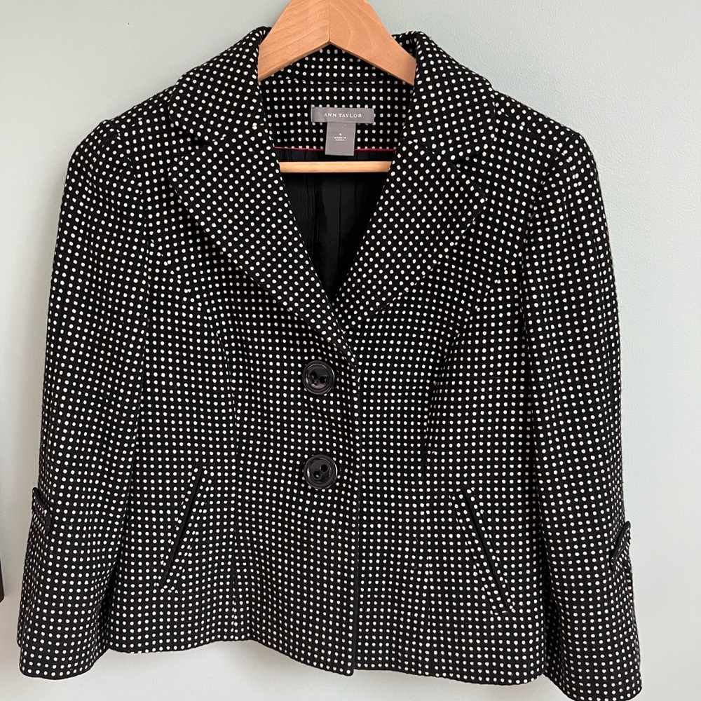 Black and White Polka Dot Ann Taylor Women's Jacket practically new